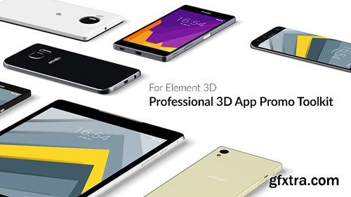 Videohive Professional 3D App Promo Toolkit for Element 3D 15852376