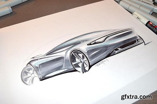 Car Design Sketching: From Initial Line Work to Final Marker Rendering