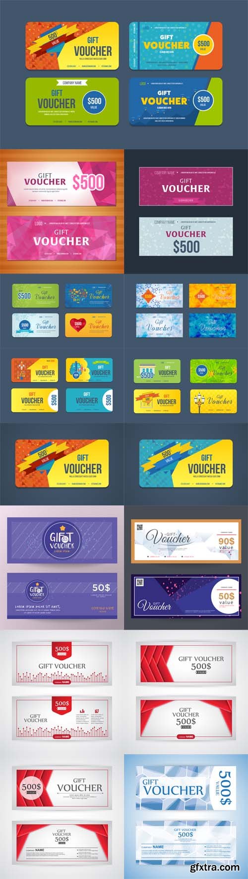 Vector Set - Gift Voucher Illustrations. Card Templates 2