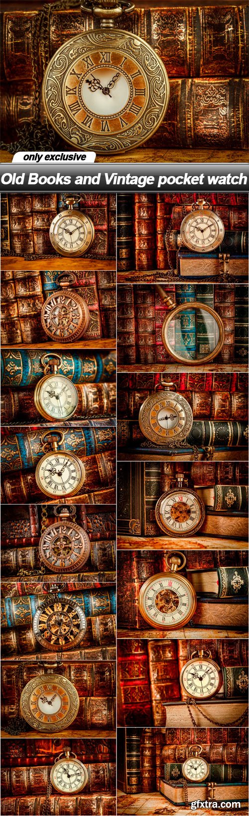 Old Books and Vintage pocket watch - 15 UHQ JPEG