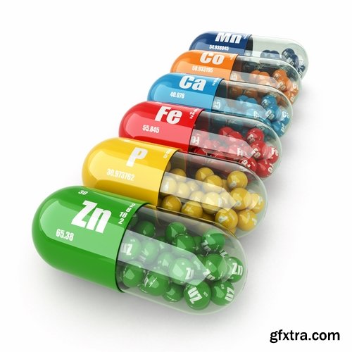 Collection of 3D render tablet pill medicine chemical element 25 HQ peg