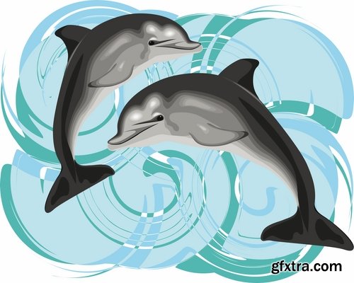 Collection of sea dolphin illustration for children's books 25 EPS