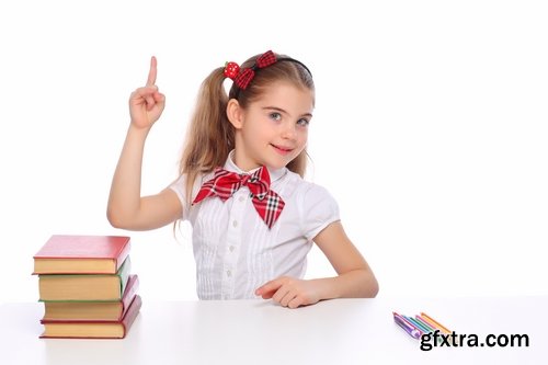 Collection of child children in school uniforms study library class lesson 25 HQ Jpeg