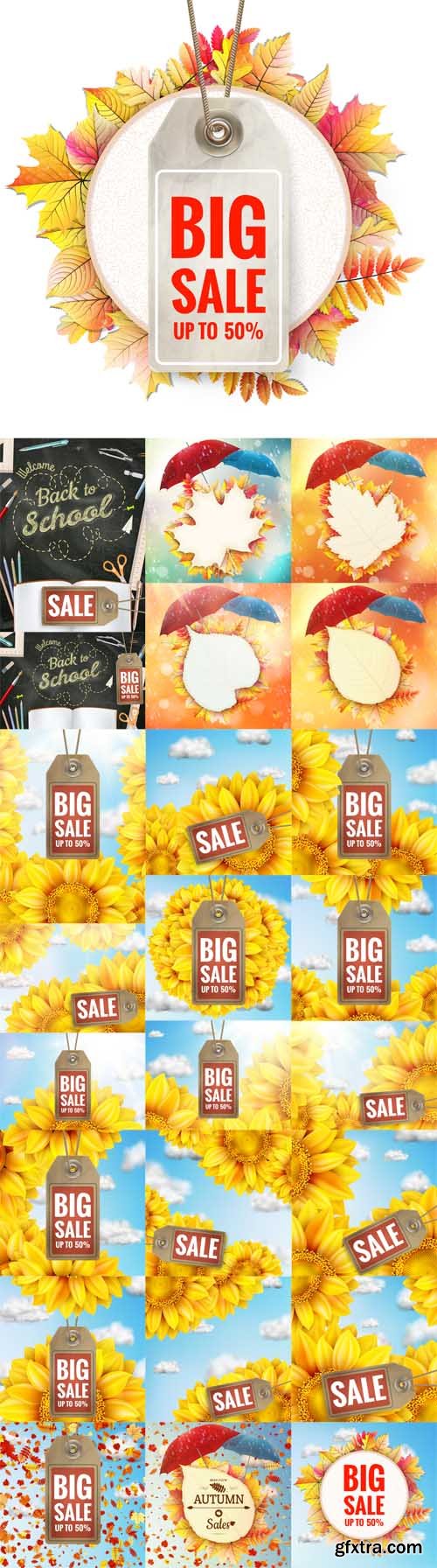 Vector Set - Background on a Theme of Autumn.Sale Vector Set - Background on a Theme of Autumn.Sale