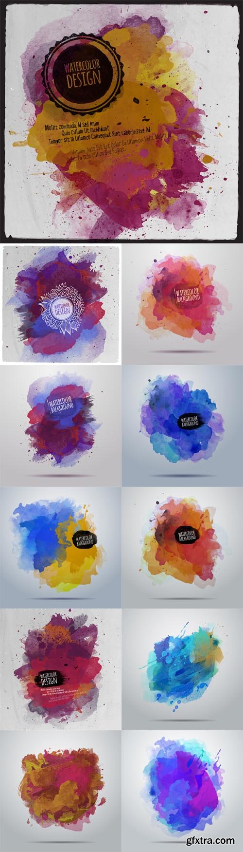 Vector Set - Watercolor Paint Abstract Background