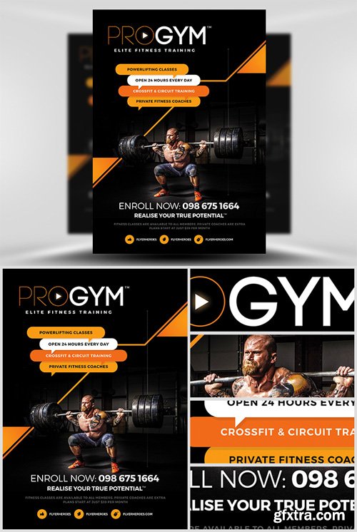 PRO Gym Fitness Flyer Template PRO Gym Fitness Flyer Template
