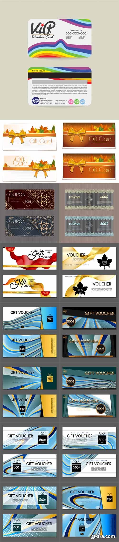 Vector Set - Gift Voucher with Elegant Design Vector Set - Gift Voucher with Elegant Design