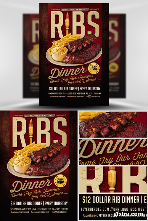 Ribs Dinner Flyer Template Ribs Dinner Flyer Template
