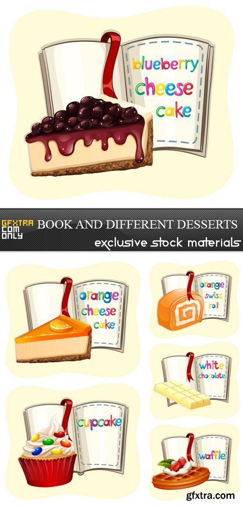 Book and Different Desserts - 6 EPS