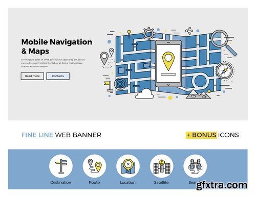 Flat Line Design & Web Banner - 12xEPS
