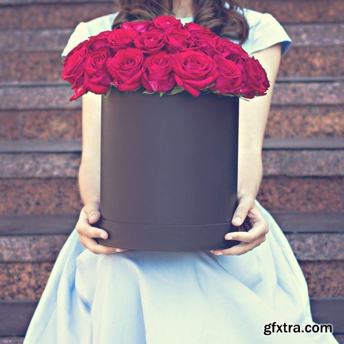 Woman with flowers in box - 5 UHQ JPEG