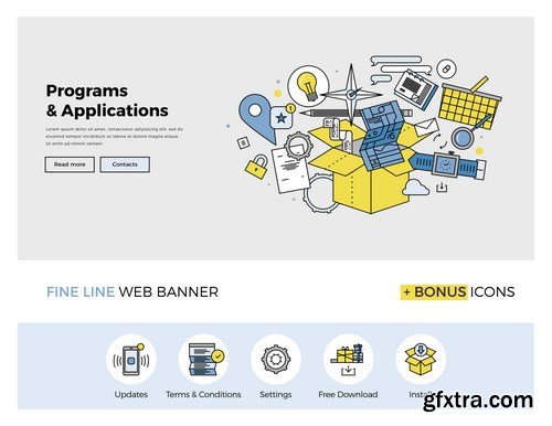 Flat Line Design & Web Banner 2 - 13xEPS