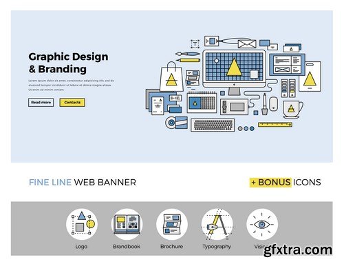 Flat Line Design & Web Banner 2 - 13xEPS