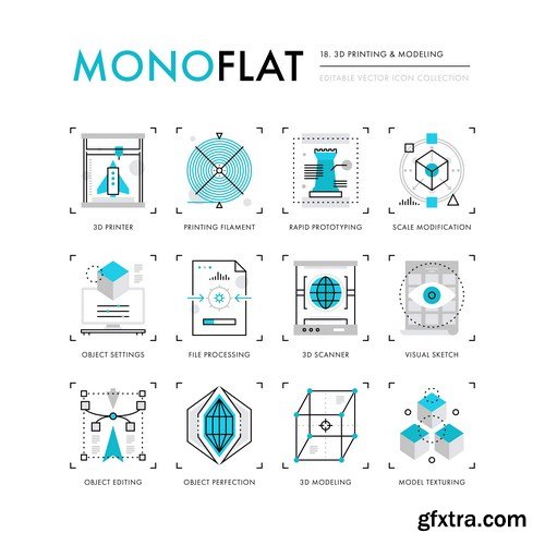 Mono Flat Design Elements - 20xEPS