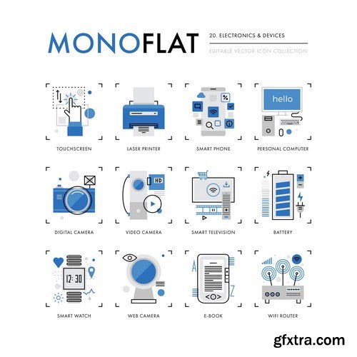 Mono Flat Design Elements - 20xEPS