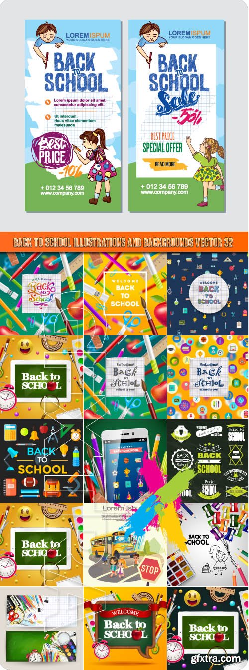 Back to school illustrations and backgrounds vector 32