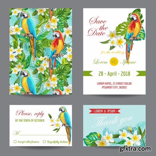 Collection of wedding invitation card flyer template banner 25 EPS