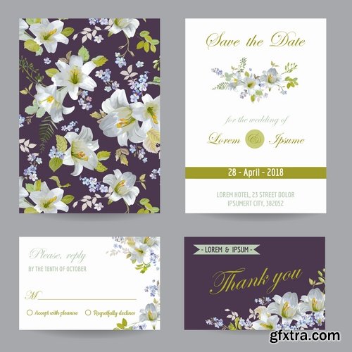 Collection of wedding invitation card flyer template banner 25 EPS