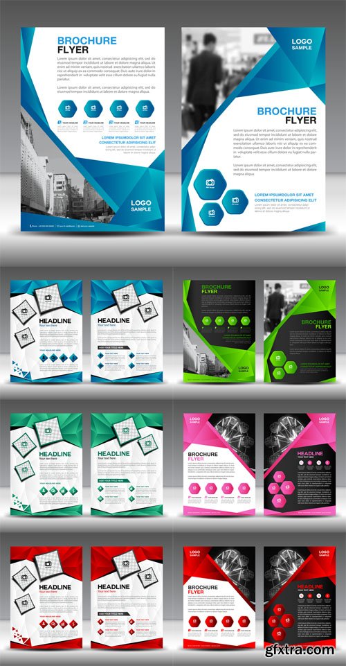 Vector Set - Brochures flyers design layout template in A4 size Vector Set - Brochures flyers design layout template in A4 size
