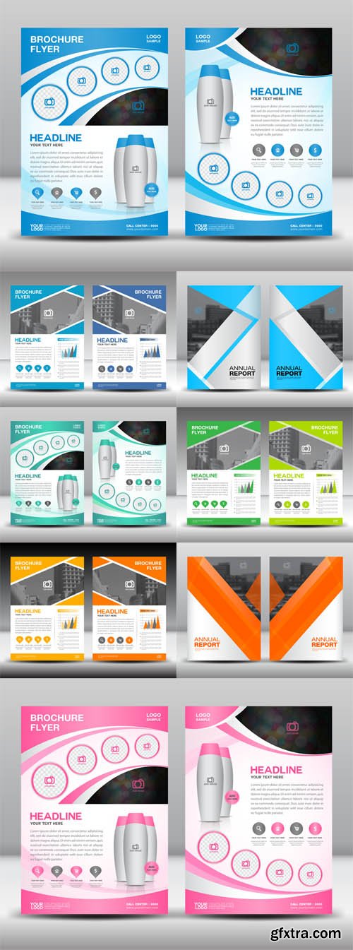 Vector Set - Brochures flyers design layout template in A4 size 2 Vector Set - Brochures flyers design layout template in A4 size 2