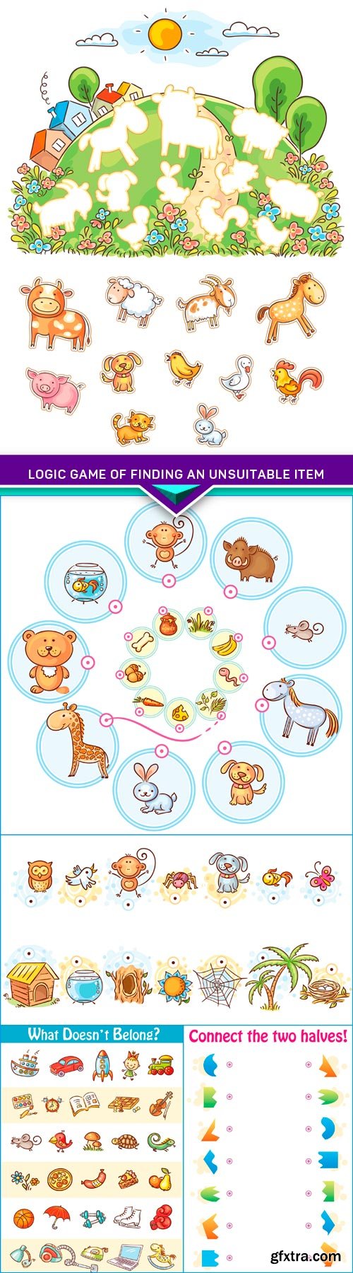 Logic game of finding an unsuitable item 5X EPS