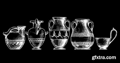 Collection of amphora of vase vessel capacity 25 EPS