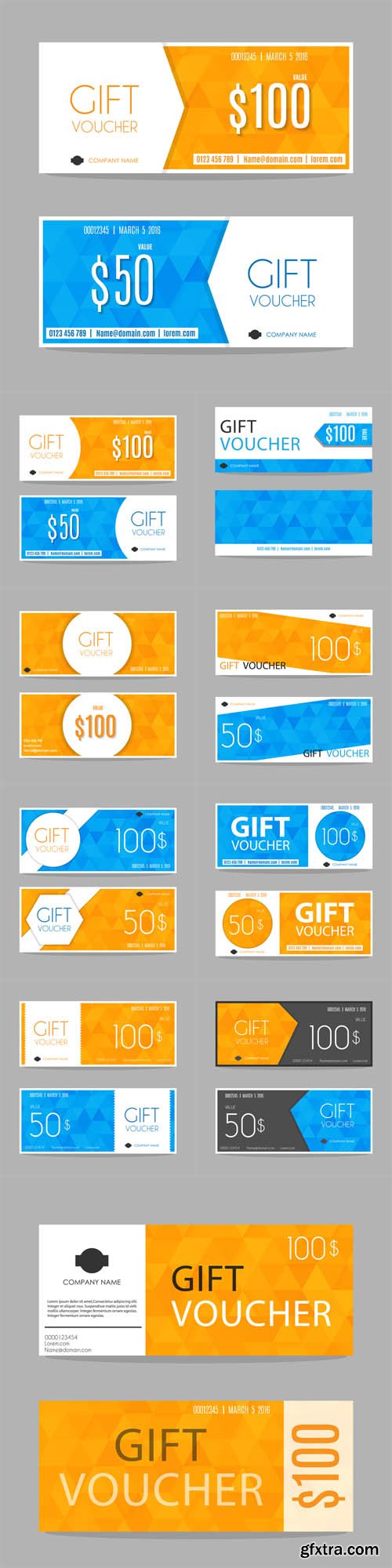 Vector Set - Blue Yellow Gift Voucher Templates Vector Set - Blue Yellow Gift Voucher Templates