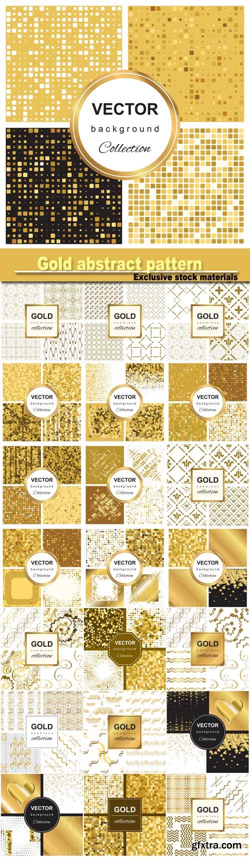 Gold Abstract Pattern Collection, Mosaic Background Set 22xEPS