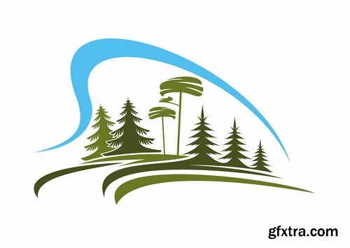 Collection logo forest trees nature picture vector business campaign 25 EPS