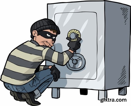 Collection thief criminal cartoon vector image 25 EPS