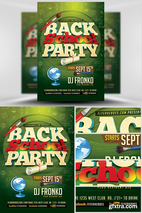 Back To School Party Flyer Template 5 Back To School Party Flyer Template 5