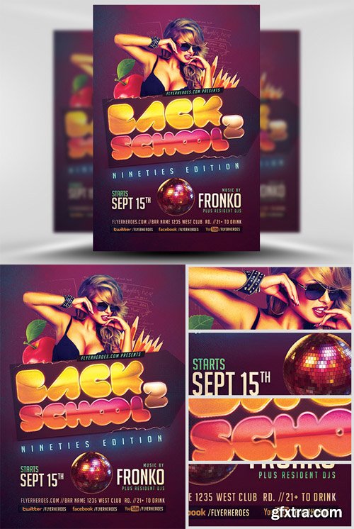 Back To School Nineties Flyer Template Back To School Nineties Flyer Template