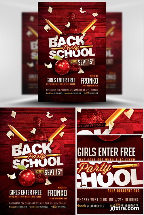 Back To School Party Flyer Template 7 Back To School Party Flyer Template 7