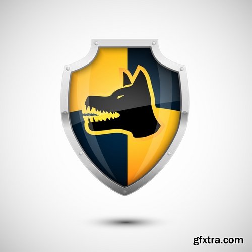Collection shield logo icon web design element site 25 EPS