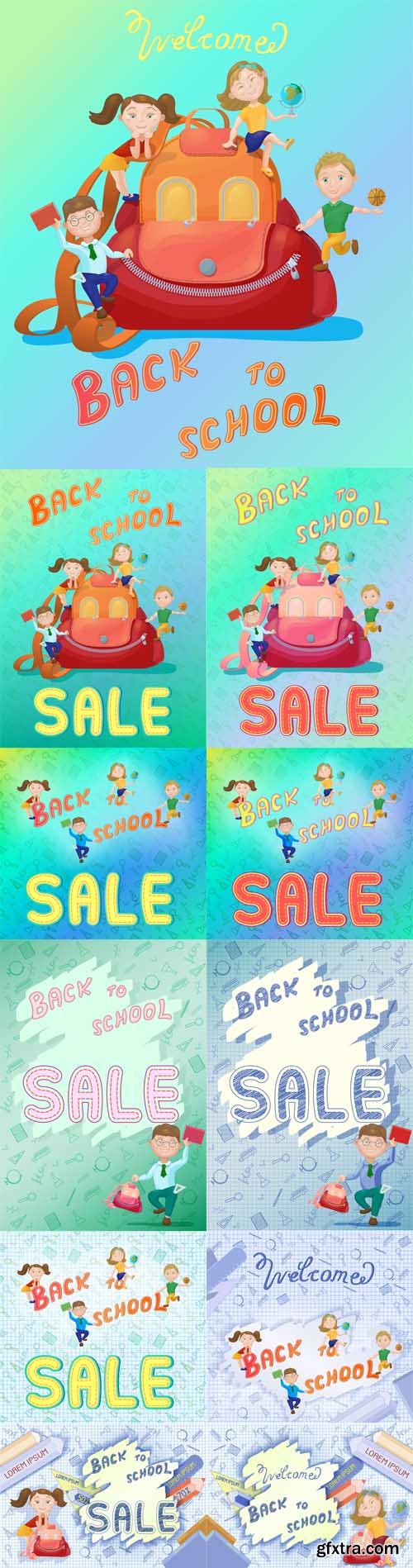 Vector Set - Back to school concept banner poster