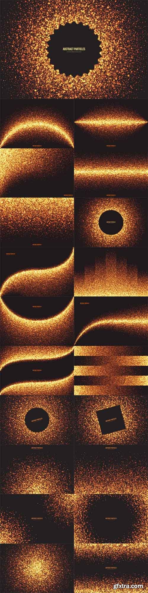 Abstract Bright Golden Shimmer Glowing Round Particles 21xEPS