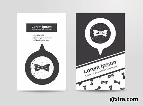Collection of black and white banner flyer business card icon 25 EPS