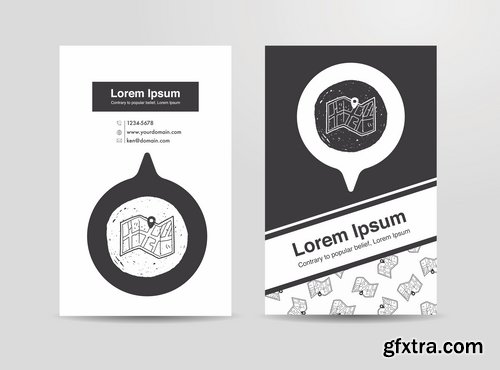 Collection of black and white banner flyer business card icon 25 EPS