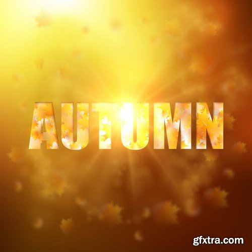 Autumn background with leaves - 16 EPS