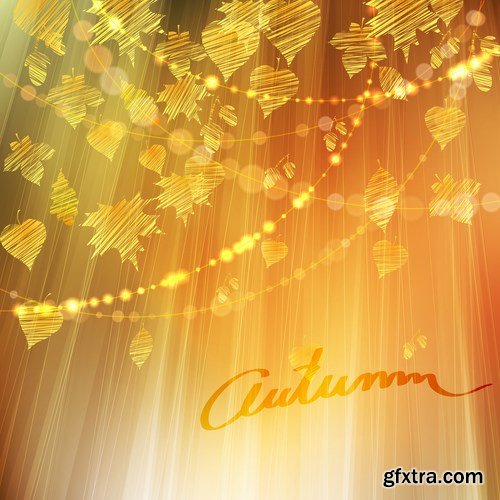 Autumn background with leaves - 16 EPS