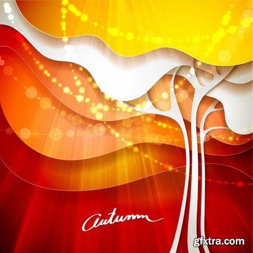 Autumn background with leaves - 16 EPS