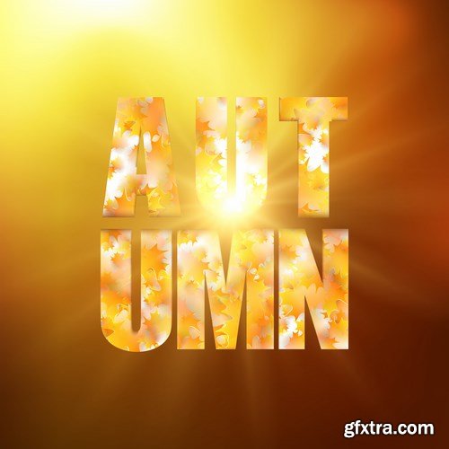 Autumn background with leaves - 16 EPS