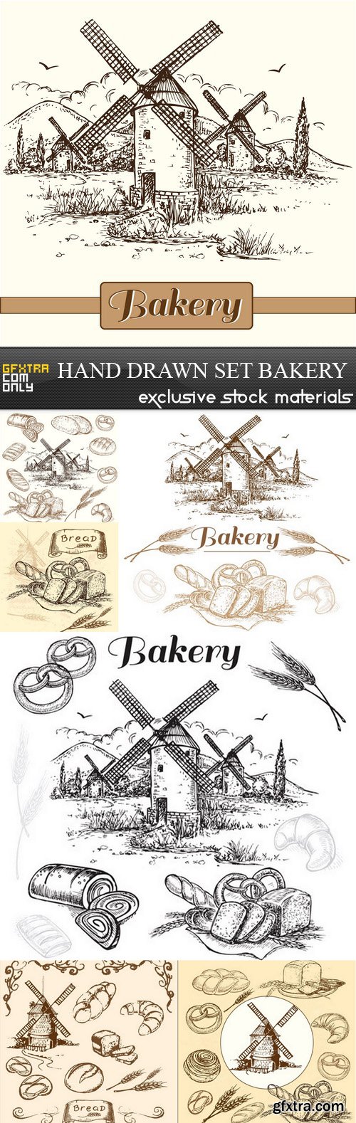Hand Drawn Set Bakery - 7 EPS