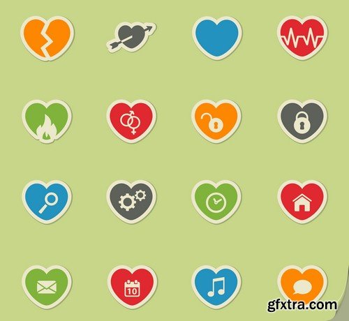 Heart icon set - 5 EPS