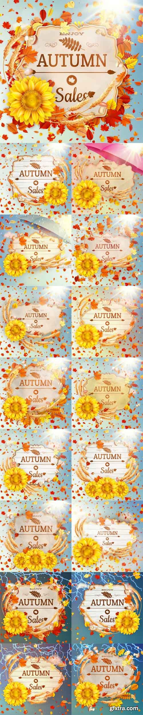 Vector Set - Background on a Theme of Autumn.Sale 3