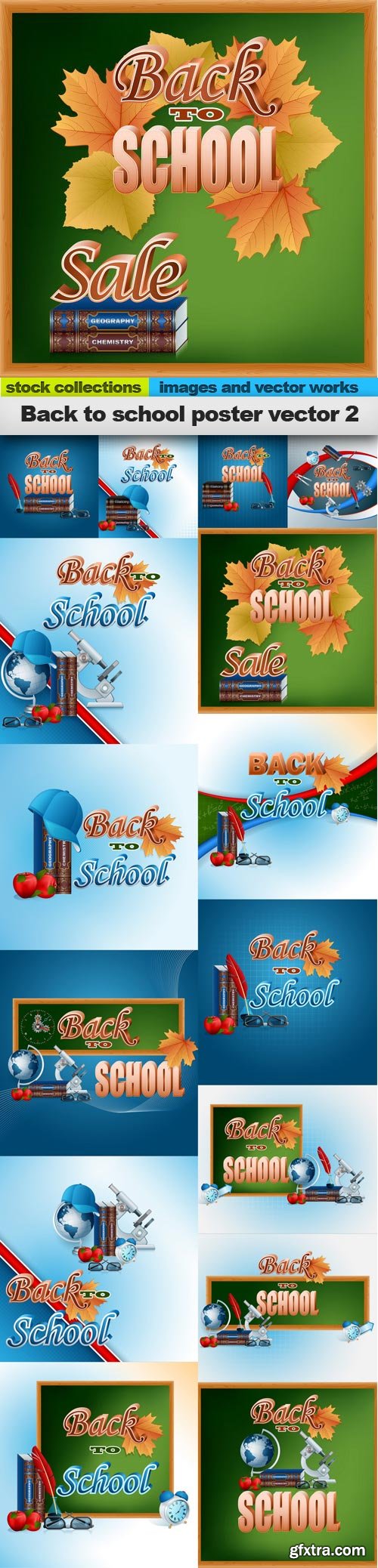 Back to school poster vector 2, 15 x EPS