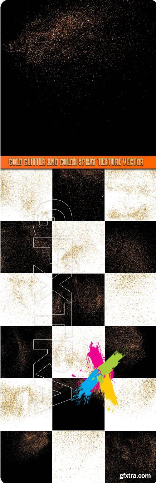 Gold glitter and color spray texture vector