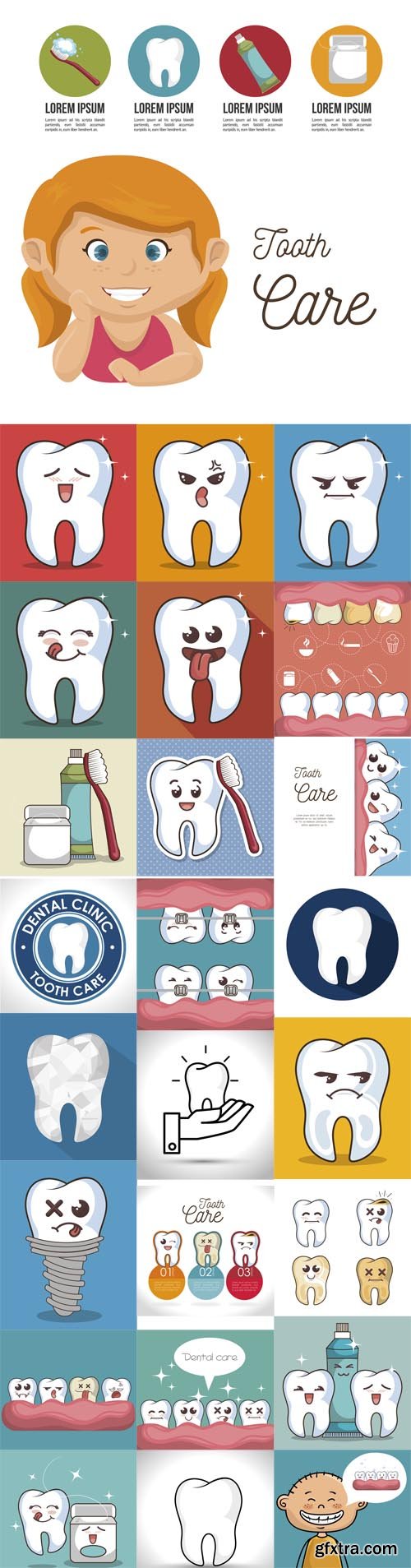 Tooth Character Icons 25xEPS