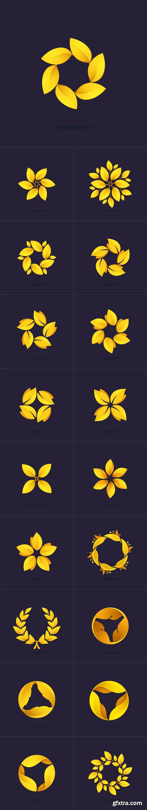 Vector Set - Gold Award Laurel Wreath Logo