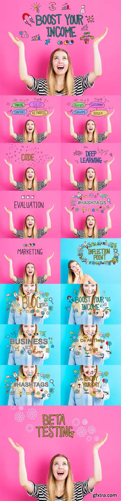 Photo Set - Concept with young woman Photo Set - Concept with young woman